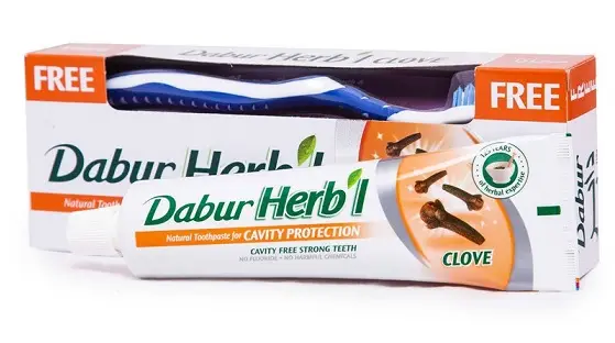 Зубная паста "Гвоздика" Дабур + зубная щётка (Dabur Herb'l Clove) 150 гр.