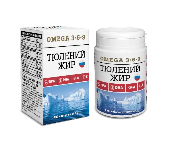 Тюлений жир в капсулах omega 3-6-9 120 капс. по 300 мг. 
