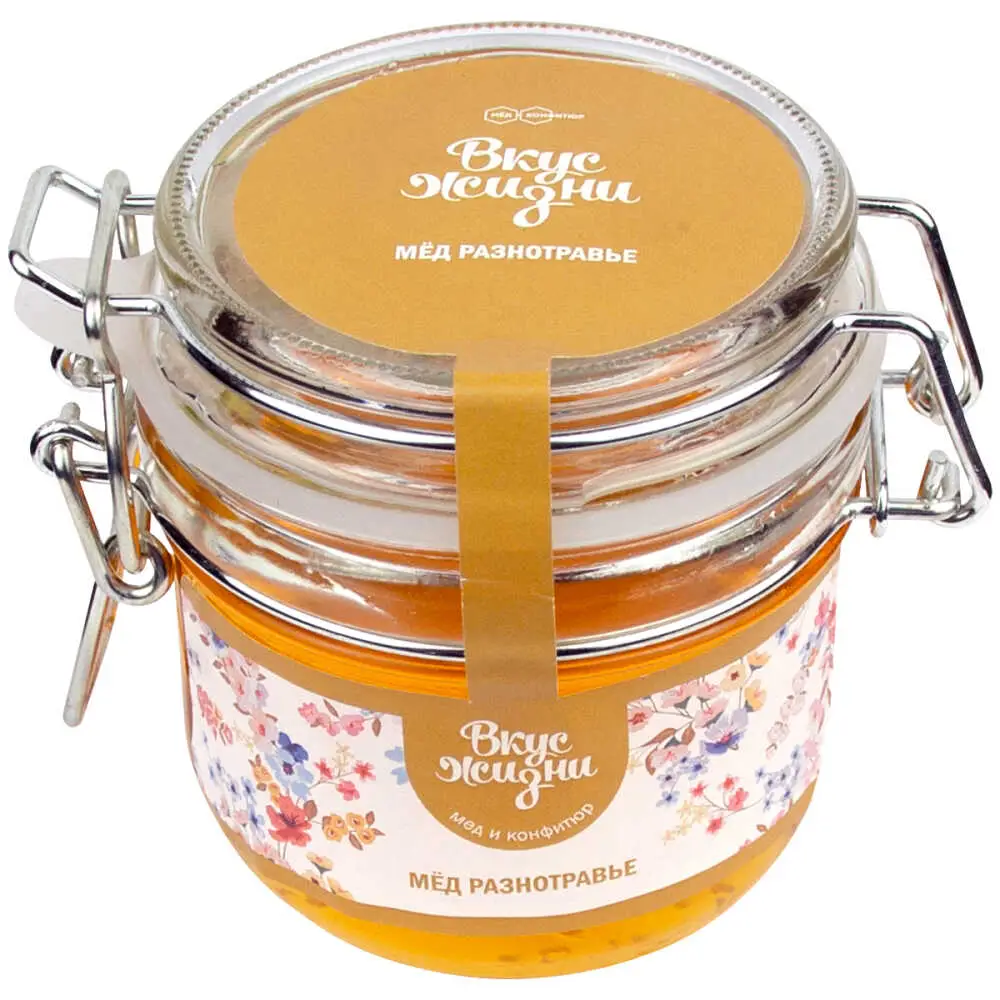 Мёд разнотравье с бугельным замком Вкус Жизни New 250 гр. 