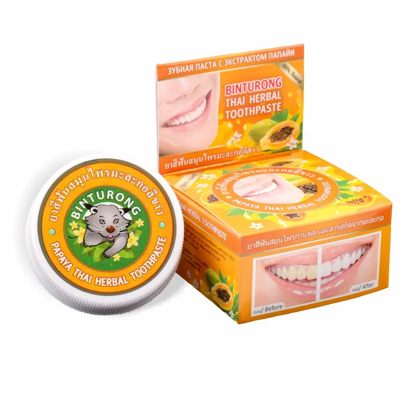 Паста зубная с экстрактом папайи Binturong Papaya Thai Herbal Toothpaste, 33 гр. 