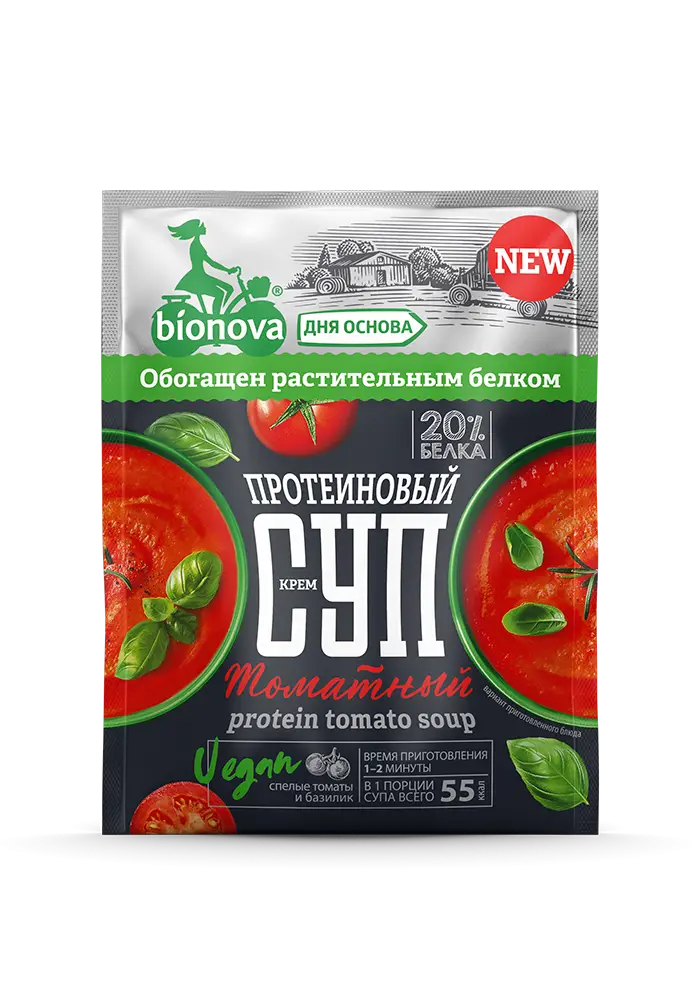 Протеиновый крем-суп  быстрого приготовления "Bionova" томатный, 20 г.