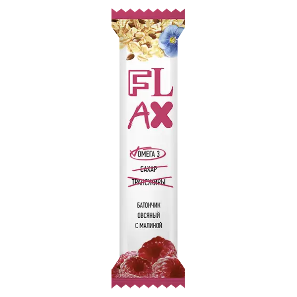 Батончик конфета Flax овсяная с малиной  и омега 3 20 гр.