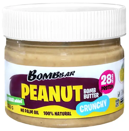 Паста арахисовая хрустящая Peanut Bomb Butter crunchy Bombbar 300 гр.