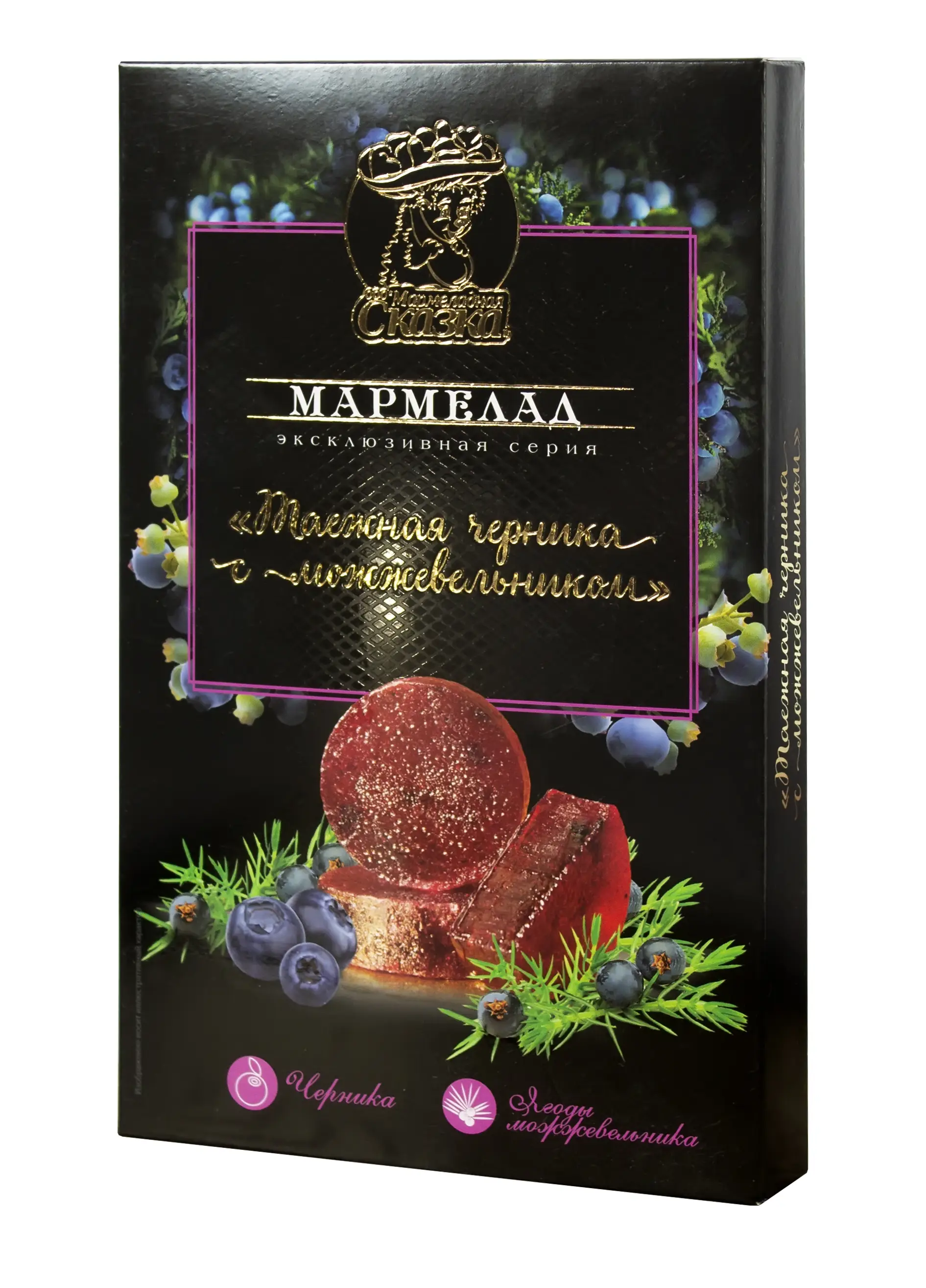 Мармелад желейный формовой Таежная черника черника и ягоды можжевельника 170 гр.