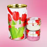 Подарочный Набор "Тубус 8 Марта С праздником весны и красоты Тюльпаны с малиной и с кедровым орехом мёд"