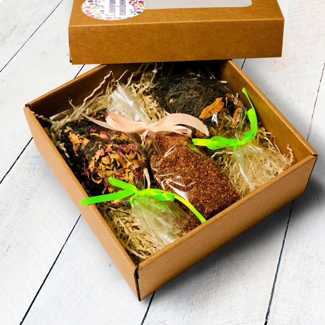 Подарочный набор крафт коробка С наилучшими пожеланиями №5