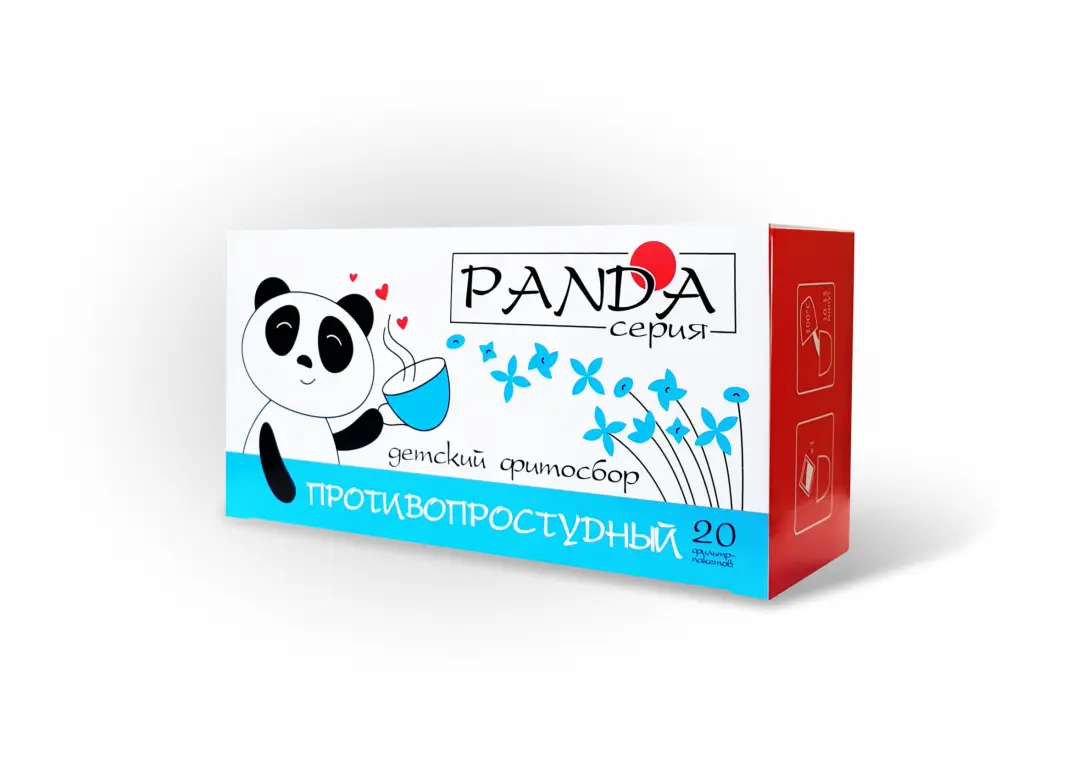 Травяной фитосбор Противопростудный серия Панда 20 фильтр-пакетов по 1,5 гр.