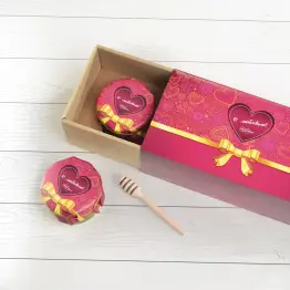 Подарочный набор "С любовью сердце с бантиком" мёд с киви, акациевый