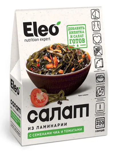 Салат из ламинарии и семян чиа с томатами 5 пор. по 40 гр. Eleo 200 гр.
